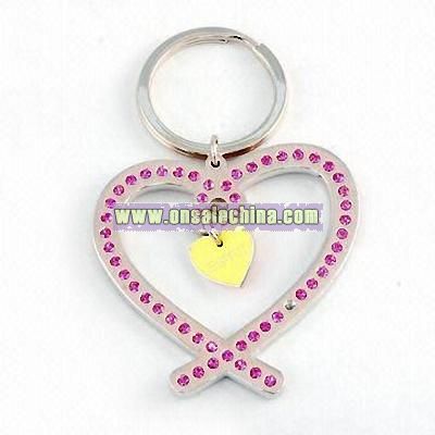 Heart Keychain with Diamond