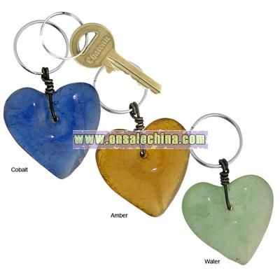 Recycled Glass Heart Keychain