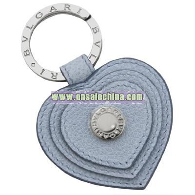 Bvlgari Blue Leather Heart Keychain