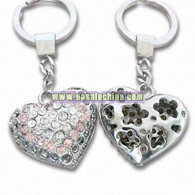 Heart Keychain with Iron Rings and Zinc Alloy Pendant