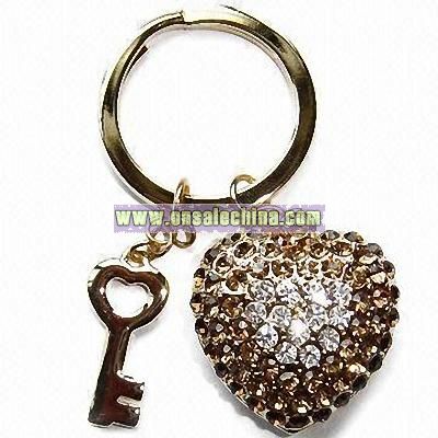Classic Heart Design Metal Keychain with Enamel Oil Painting