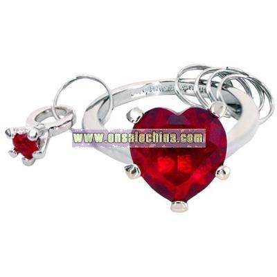 Diamond Key Chain With Crystal Red Heart