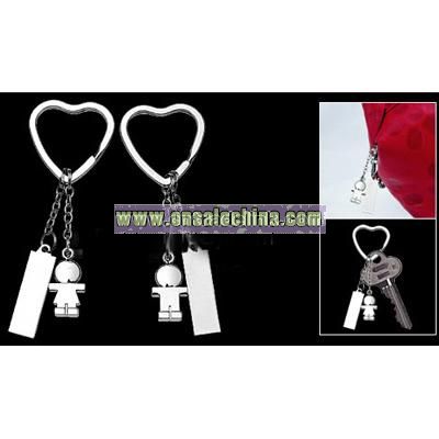 Sweet-Hearted Lovers' Pair Keychain Key Ring with Heart Shape