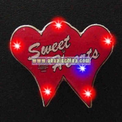 Dual hearts - Flashing pin with love theme