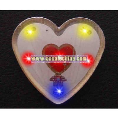 Heart with multi color lights - Flashing pin with love theme