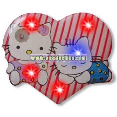 Heart with 2 cats - Flashing pin with love theme