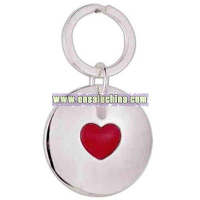 Silver plated heart charm with key chain attachment