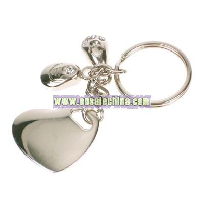 Heart Key Chain with Shoe Charms