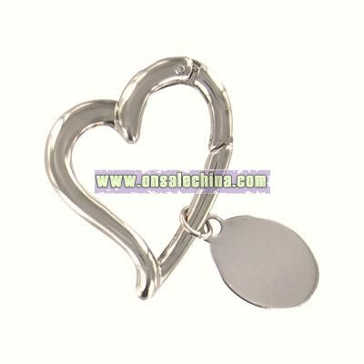 Silver Heart Caribener Key Chain w/ Tag