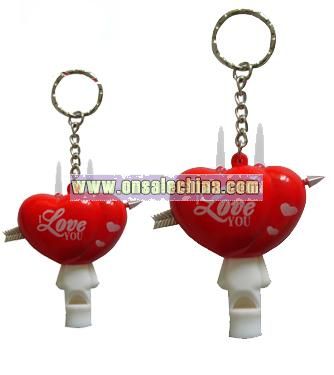 Love Heart Light Whistle Key Chain