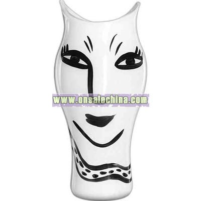 White - Hand painted vase with dramatic black brush strokes