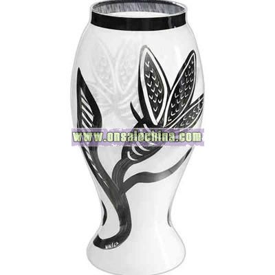 handmade white vase with black snakes