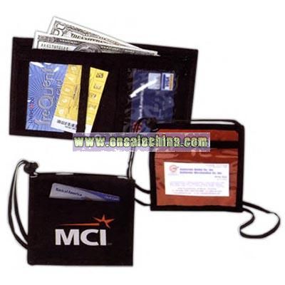 Bi-fold neck wallet