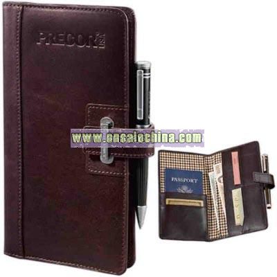 leather passport wallet with hidden pen loop