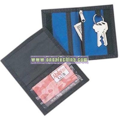 Wallet with zipper pocket and clear window velcro closure