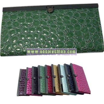 Crocodile faux leather accordion style wallet