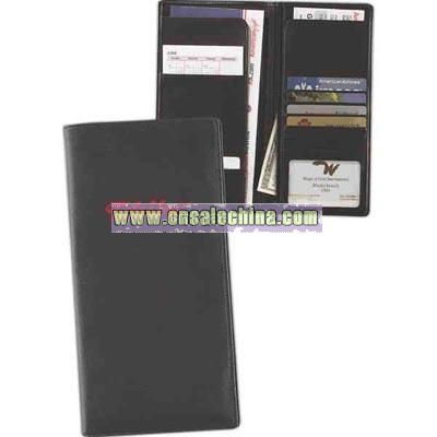 Black simulated leather passport wallet