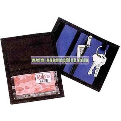 Basic 420 denier nylon wallet with exterior clear pocket