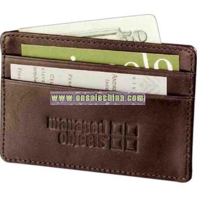 Genuine top grain leather business card wallet