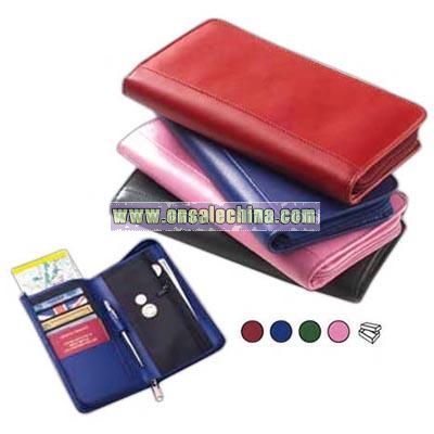 Colored leather passport wallet