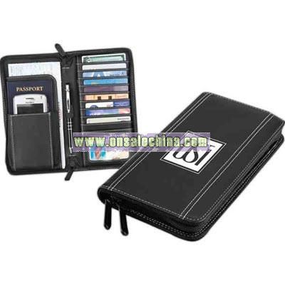 Smooth black leatherette oversized wallet