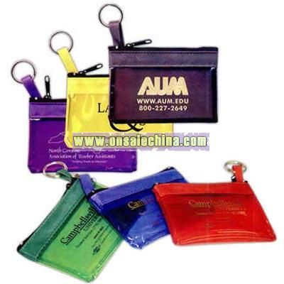 Key ring zippered translucent pouch neatly stores coins