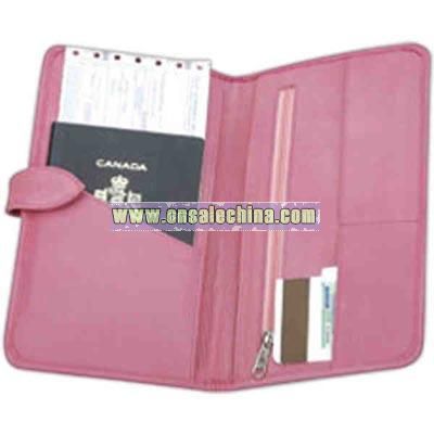 Pink Nappa leather passport holder / travel organizer