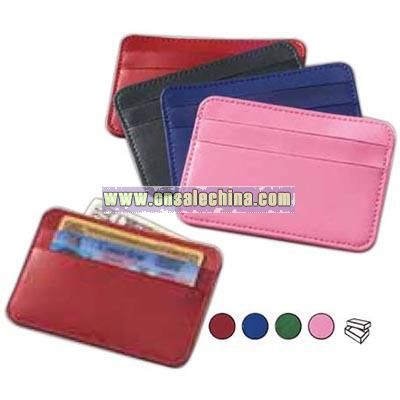 Slim colored leather pocket card case