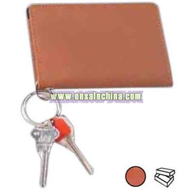Leather ID keychain wallet
