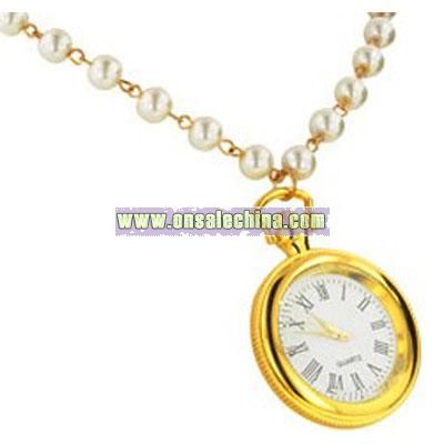 Gold Pearl Necklace (Watch Pendant)