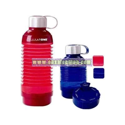 Exclusive 21 oz. collapsible water bottle with 7 day child resistant pill box