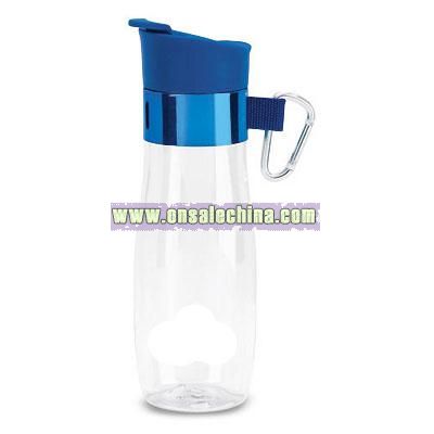 24oz clear polycarbonate bottle with colored cap and metal-plated band