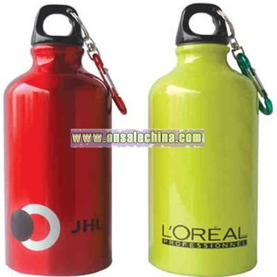 Aluminum sports water bottle with carabiner