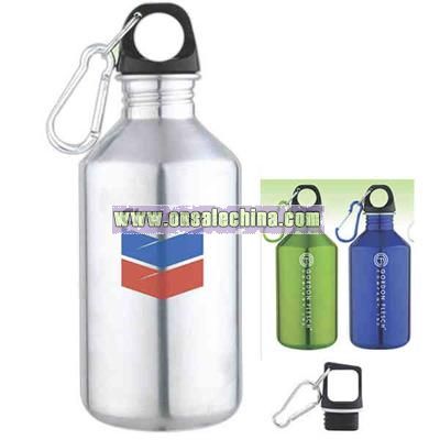 17 oz Slim neck stainless steel water bottle with carabiner