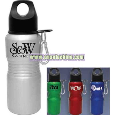 Aluminum water bottle with mini silver carabiner