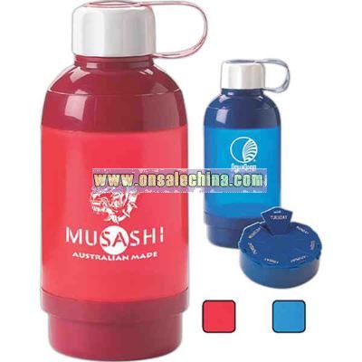 16 oz., water bottle with pill box