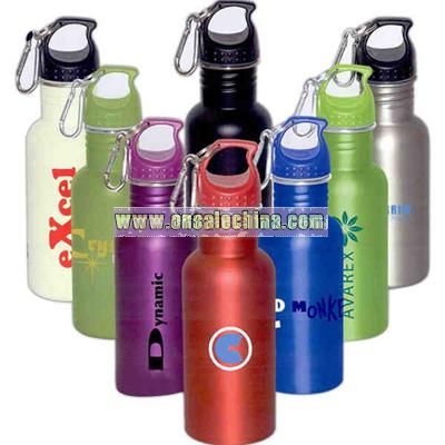 Wide mouth stainless steel water bottle with carabiner 500 ml (16 oz.)