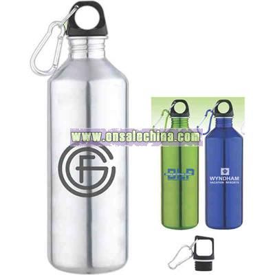 35 oz slim neck stainless steel water bottle with carabiner