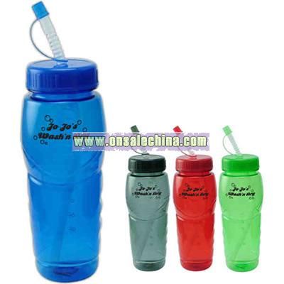 Polycarbonate water bottle with straw 22 oz