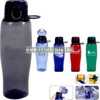 Plastic 24 oz water bottle with easy pop open lid