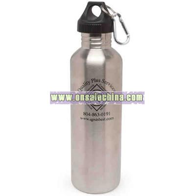 Stainless steel water bottle with carabiner 1 liter