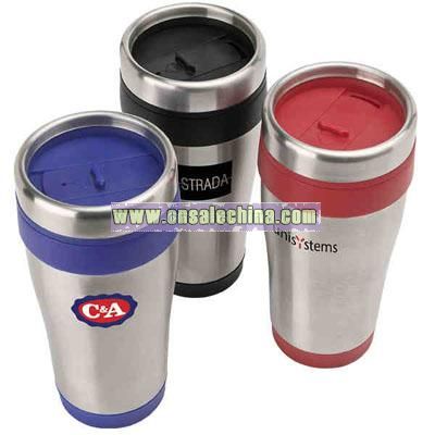 14 oz. stainless steel tumbler with steel and polypropylene construction