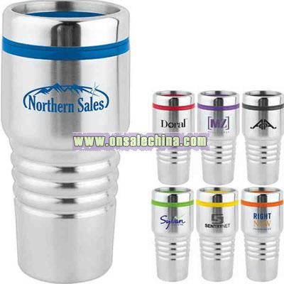 16 oz. stainless travel tumbler with debossed grip