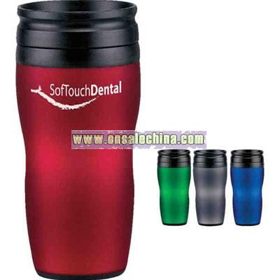 Contoured design 16 oz. tumbler with padded base to protect surfaces