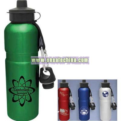 Aluminum water bottle with strap and carabiner