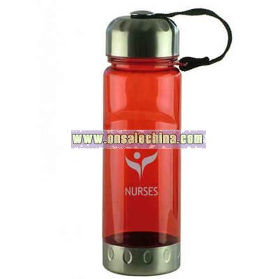 Polycarbonate sports and water bottle with stainless steel bottom and top