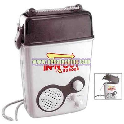 Shower radio with line-in for MP3 player and waterproof storage compartment