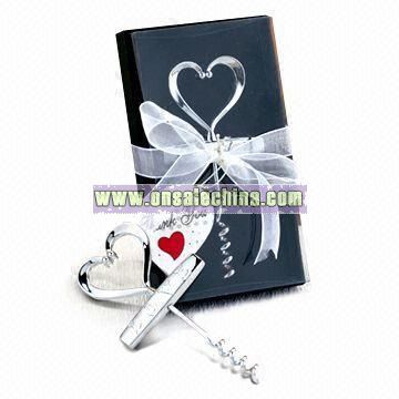 Wine Corkscrew with Heart Shaped Head for Wedding Gift Purposes