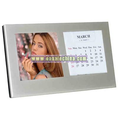 Pearl metal silver wedding photo frame with perpetual calendar