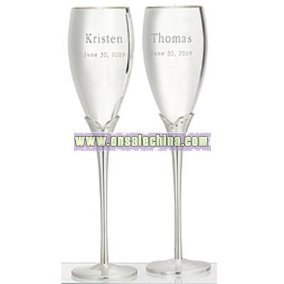 Satin Stem Flutes with Crystals